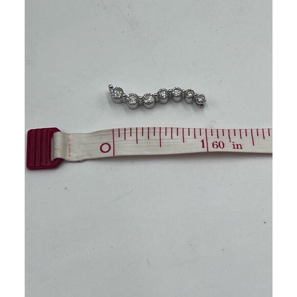 14K White Gold Journey Wave Seven Round Brilliant Cut Diamond Pendant .89 CTW - Picture 6 of 9